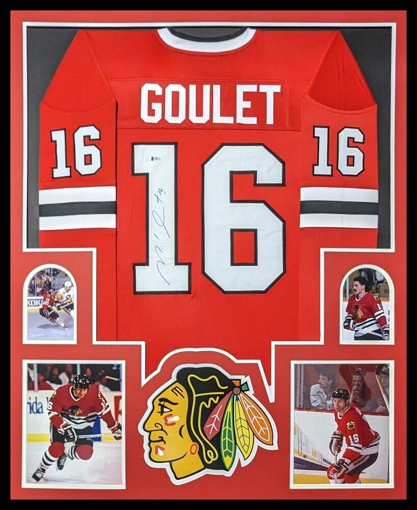 MVP Authentics Framed Chicago Blackhawks Michel Goulet Autographed Signed Jersey Beckett Coa 445.50 sports jersey framing , jersey framing