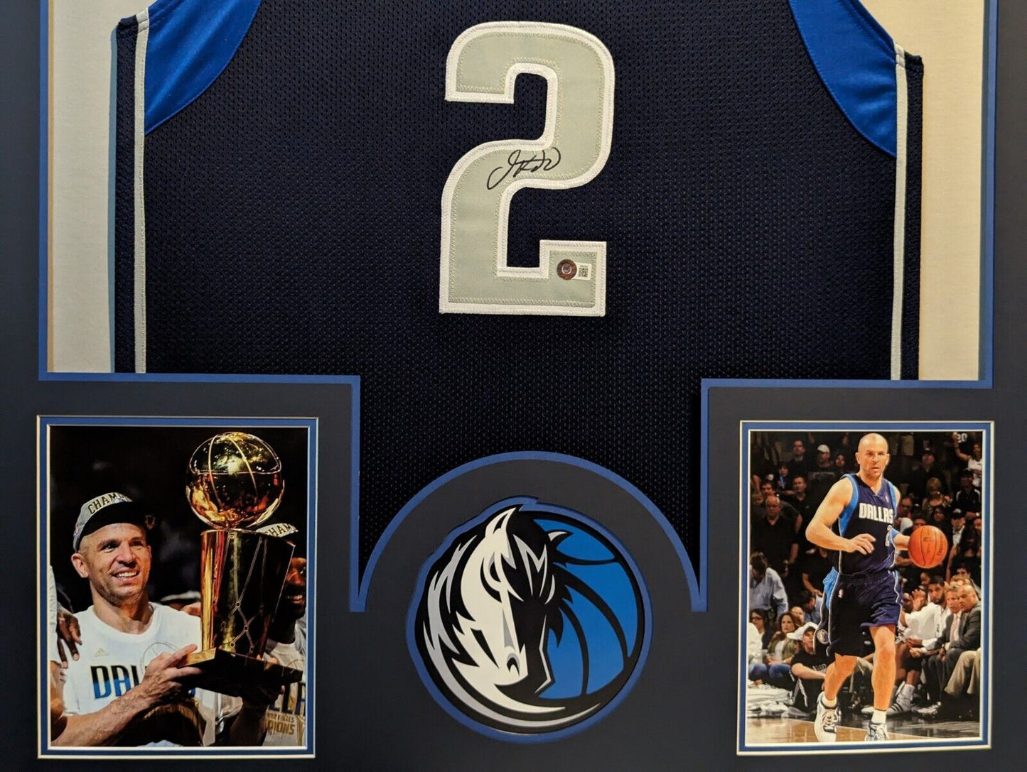 Framed Dallas Mavericks Jason Kidd Autographed Jersey Beckett Hologram