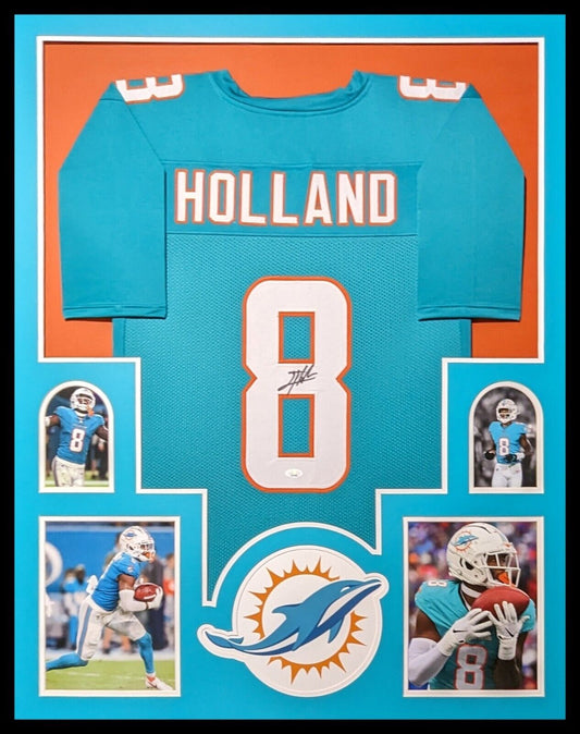 MVP Authentics Framed Miami Dolphins Jevon Holland Autographed Signed Jersey Jsa Coa 450 sports jersey framing , jersey framing