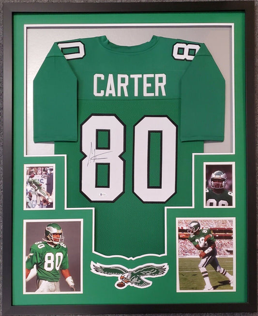 MVP Authentics Framed Philadelphia Eagles Cris Carter Autographed Signed Jersey Beckett Coa 539.10 sports jersey framing , jersey framing