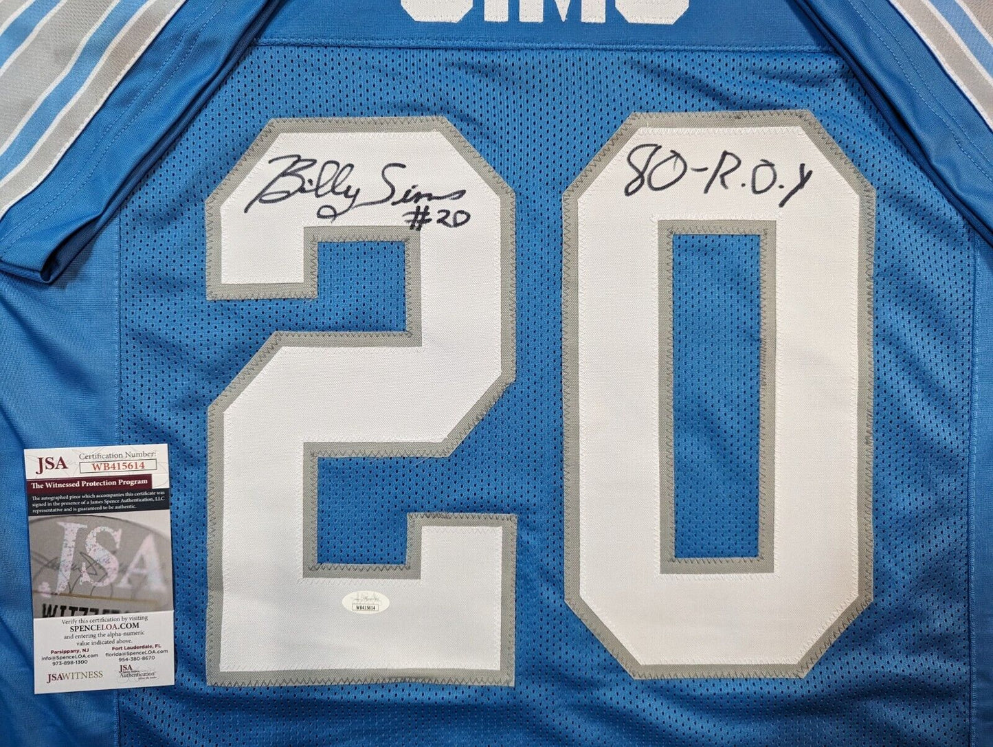 Detroit Lions Billy Sims Autographed Signed Inscribed Jersey Jsa Coa