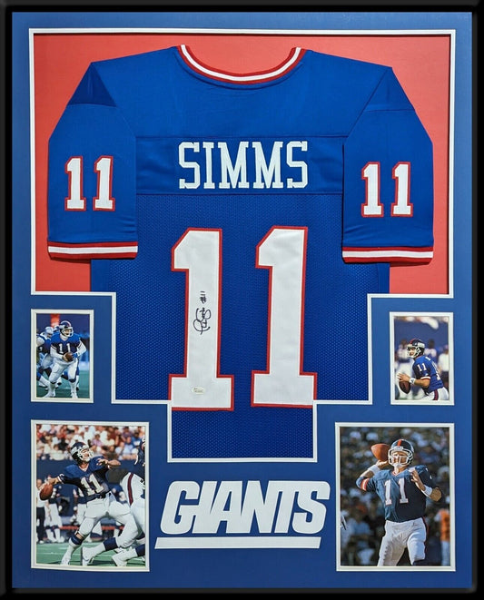 MVP Authentics Framed New York Giants Phil Simms Autographed Signed Jersey Jsa Coa 585 sports jersey framing , jersey framing