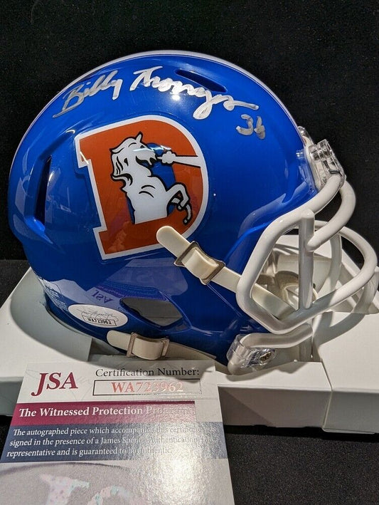 MVP Authentics Denver Broncos Billy Thompson Autographed Signed Throwback Mini Helmet Jsa Coa 76.50 sports jersey framing , jersey framing