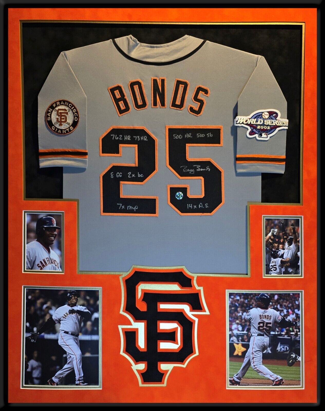 Framed San Francisco Giants Barry Bonds Autographed Inscribed Jersey Bonds Holo