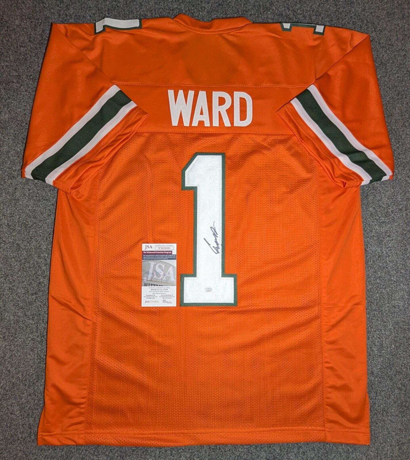 Miami Hurricanes Cam Ward Autographed Signed Jersey Jsa Coa