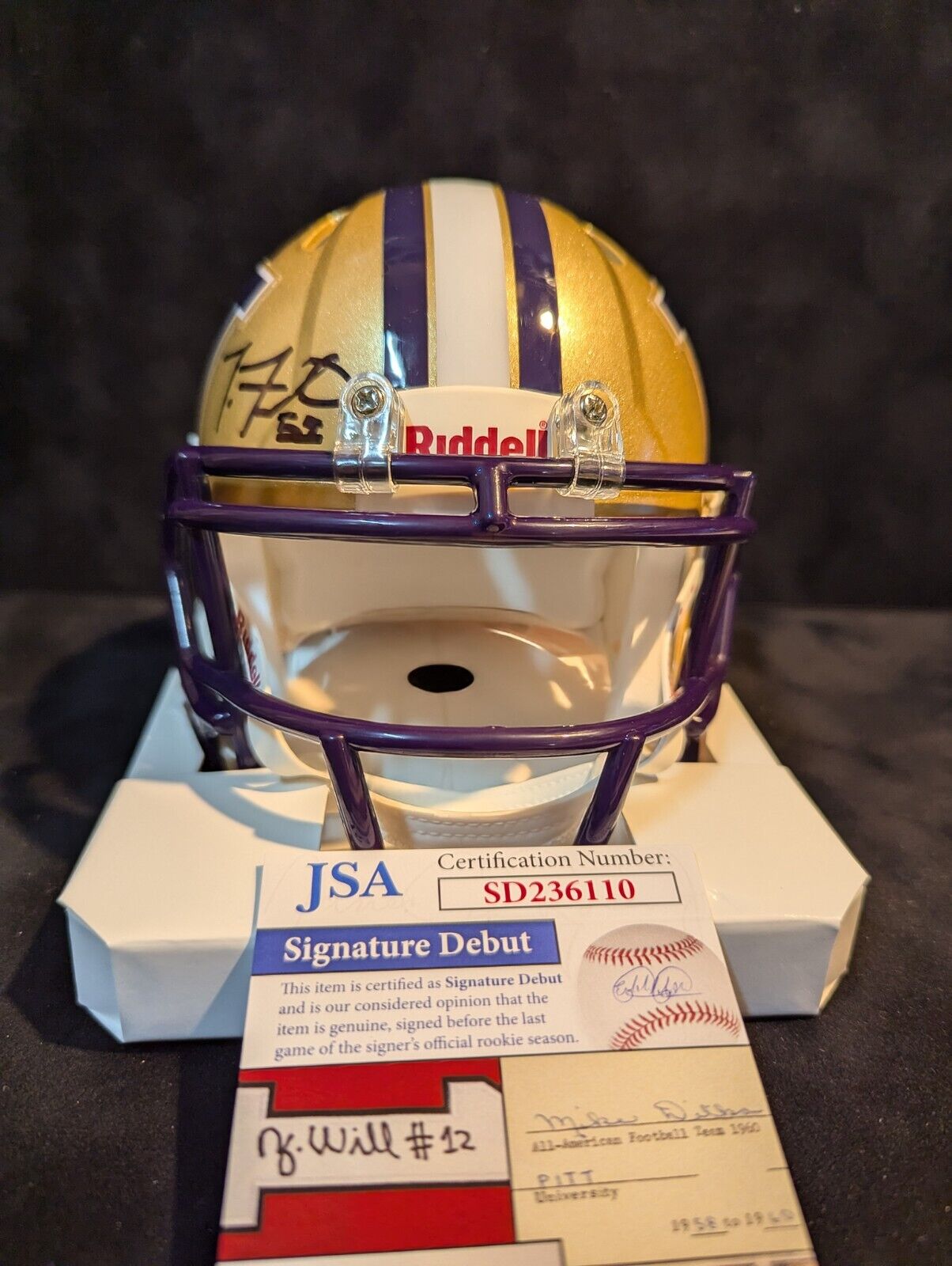 Washington Huskies Troy Fautanu Autographed Signed Speed Mini Helmet Jsa Coa