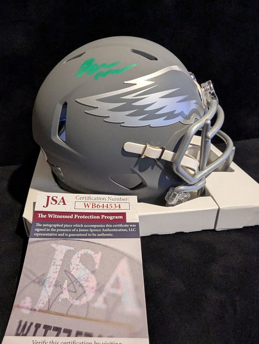 Philadelphia Eagles Quinyon Mitchell Autographed Amp Slate Mini Helmet Jsa