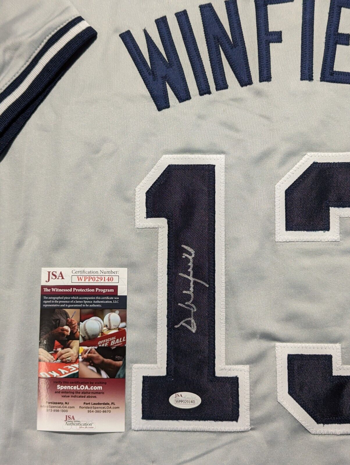 N.Y. Yankees Style Dave Winfield Autographed Signed Custom Jersey Jsa Coa