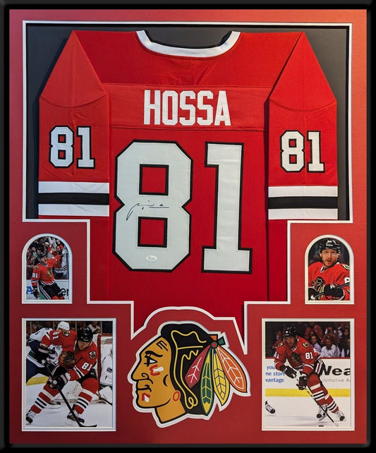 Framed Chicago Blackhawks Marian Hossa Autographed Signed Jersey Jsa Coa