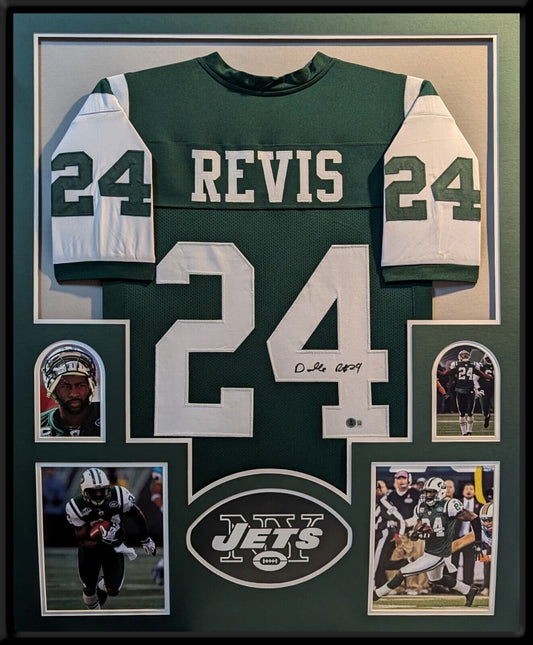 Framed New York Jets Darrelle Revis Autographed Signed Jersey Beckett Holo