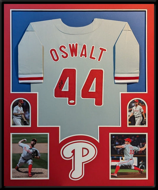 Framed Philadelphia Roy Oswalt Autographed Signed Jersey Jsa Coa