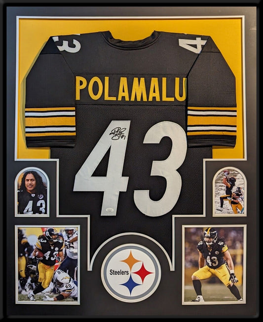 Framed Pittsburgh Steelers Troy Polamalu Autographed Signed Jersey Jsa Coa