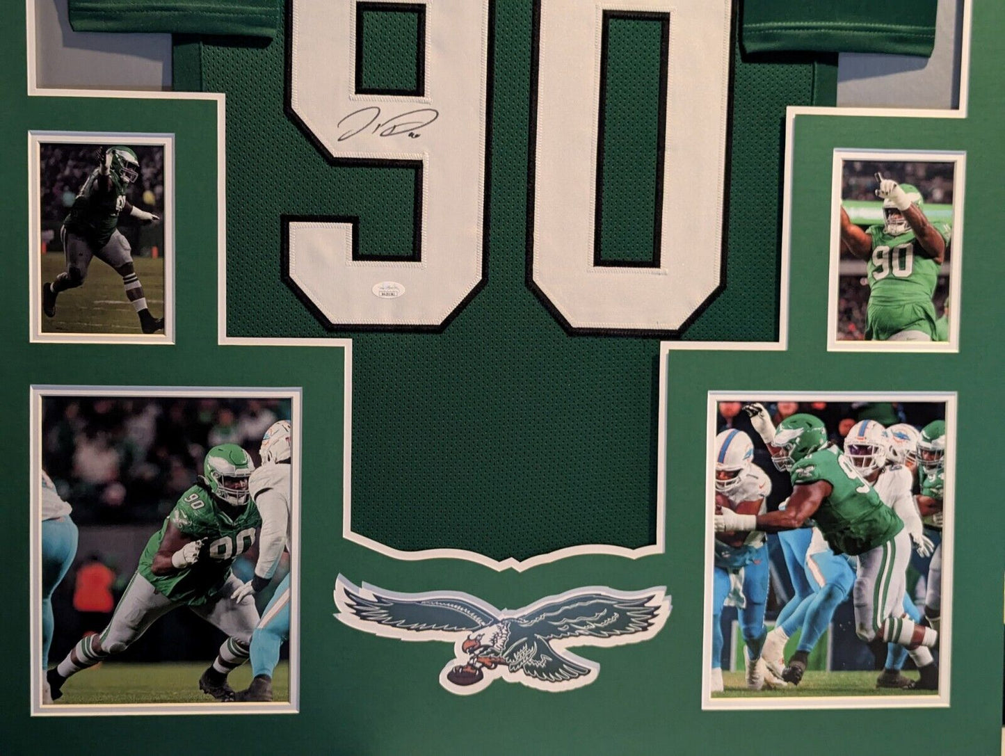 Framed Philadelphia Eagles Jordan Davis Autographed Signed Jersey Jsa Coa