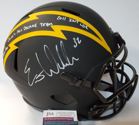 San Diego Chargers Eric Weddle Signed 3X Insc Full Sz Eclipse Rep Helmet Jsa Coa