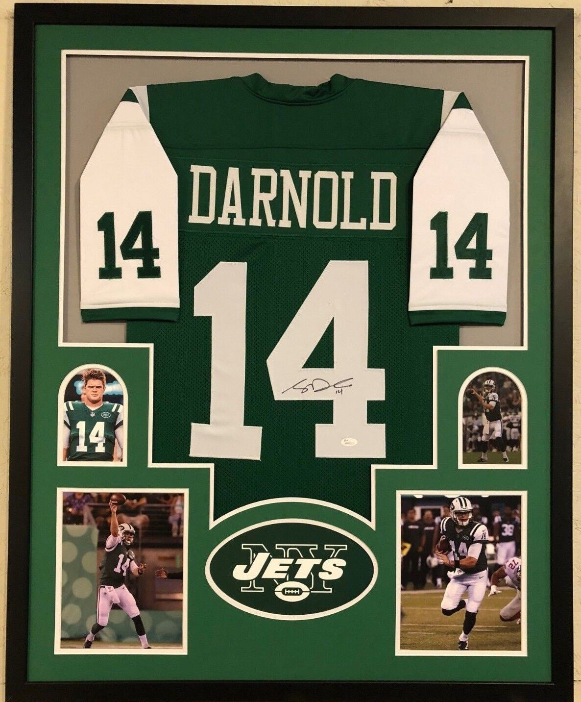 MVP Authentics Framed New York Jets Sam Darnold Autographed Signed Jersey Jsa Coa 540 sports jersey framing , jersey framing