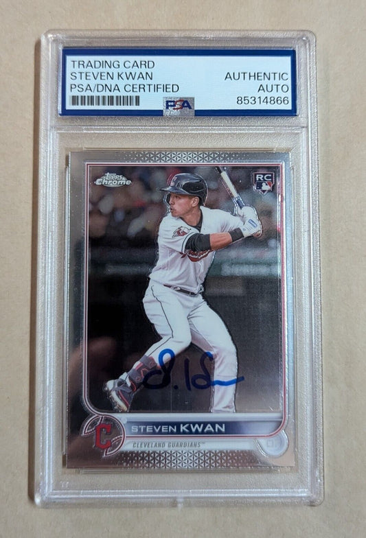 Steven Kwan Topps Chrome Rookie 2022 #Usc85 Chrome Hand Signed Psa Slabbed