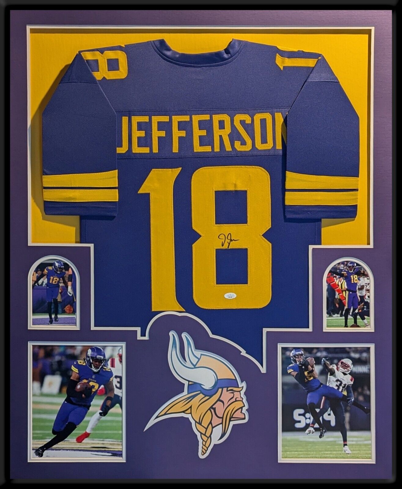 Framed Minnesota Vikings Justin Jefferson Autographed Signed Jersey Jsa Coa