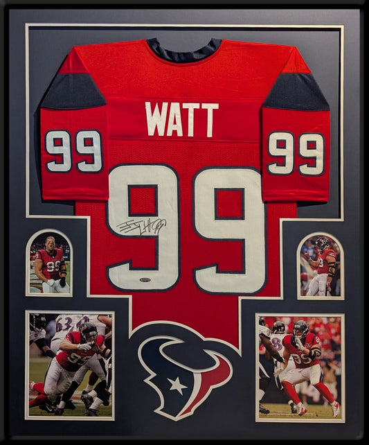 Framed Houston Texans Jj Watt Autographed Signed Jersey Tristar Hologram