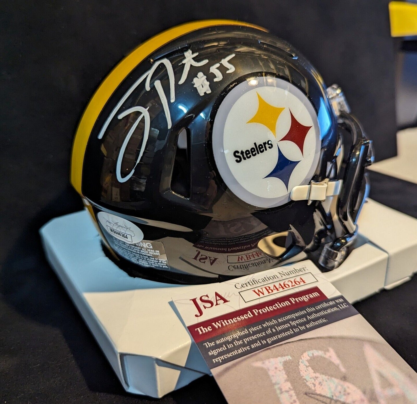 Pittsburgh Steelers Joey Porter Sr Autographed Speed Mini Helmet Jsa Coa