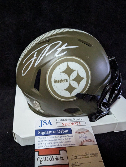 Pittsburgh Steelers Joey Porter Jr Autographed Salute Mini Helmet Jsa Coa