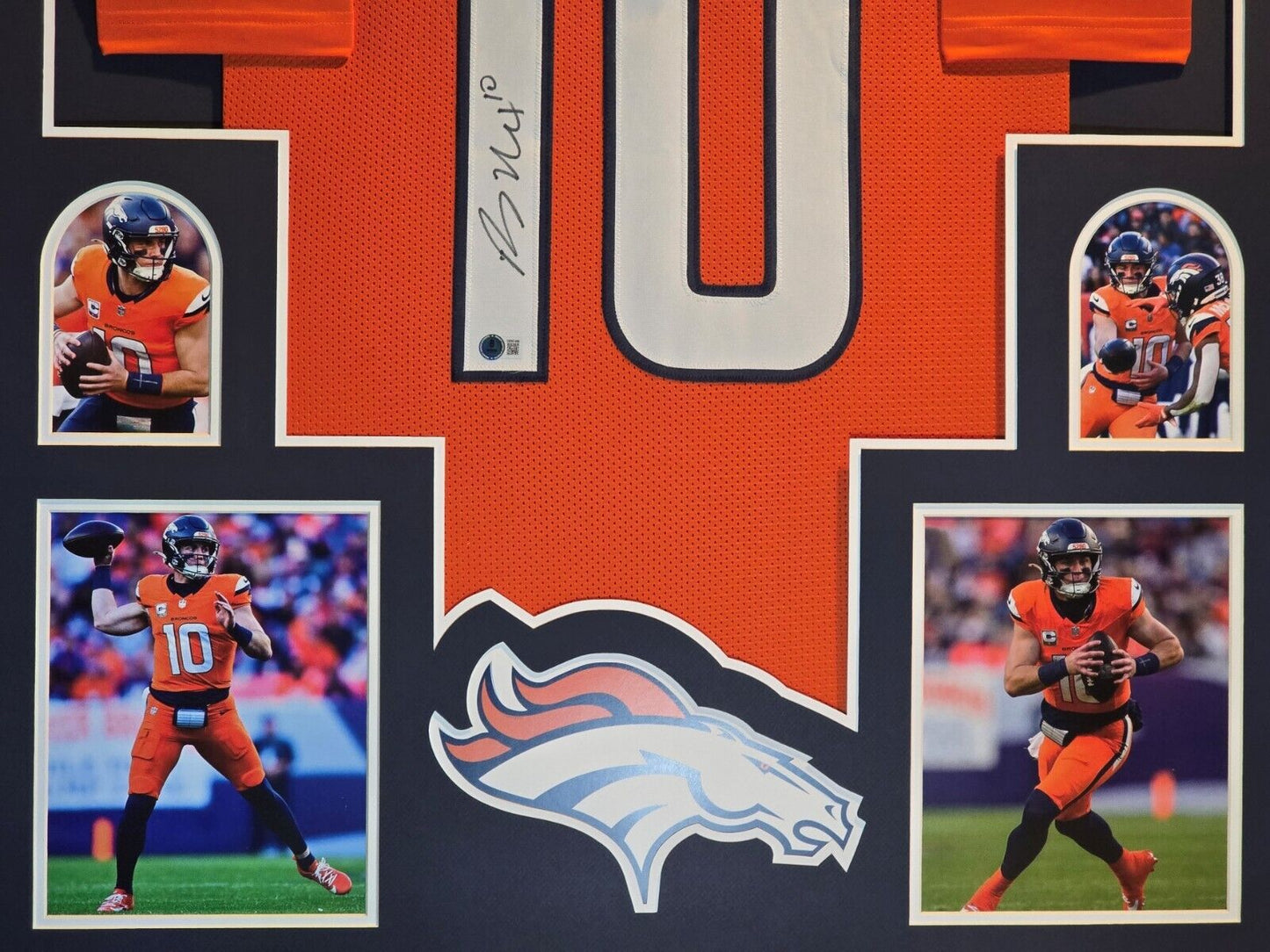 Framed Denver Broncos Bo Nix Autographed Signed Jersey Beckett Hologram