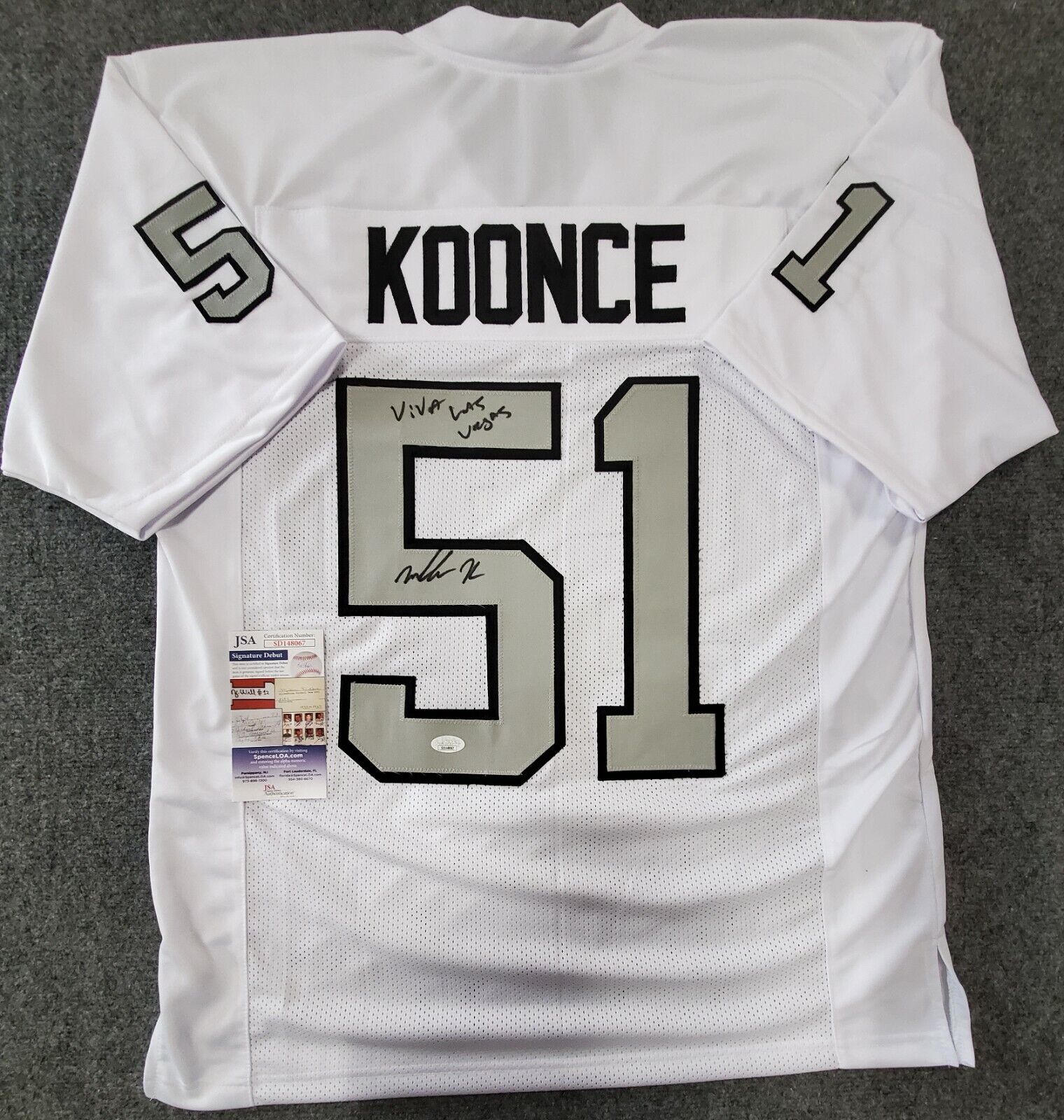 MVP Authentics Las Vegas Raiders Malcolm Koonce Autographed Inscribed Jersey Jsa Coa 112.50 sports jersey framing , jersey framing