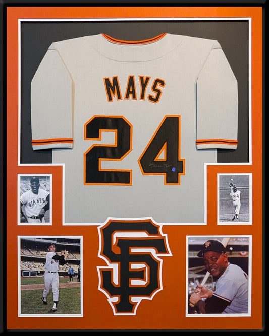 Framed San Francisco Giants Willie Mays Autographed Signed Jersey Say Hey Holo