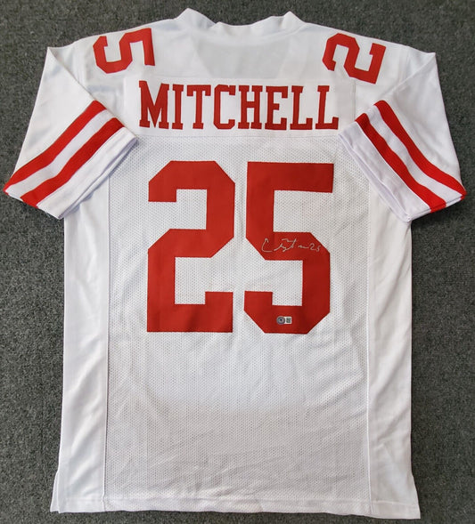 MVP Authentics San Francisco 49Ers Elijah Mitchell Autographed Signed Jersey Beckett Holo 107.10 sports jersey framing , jersey framing