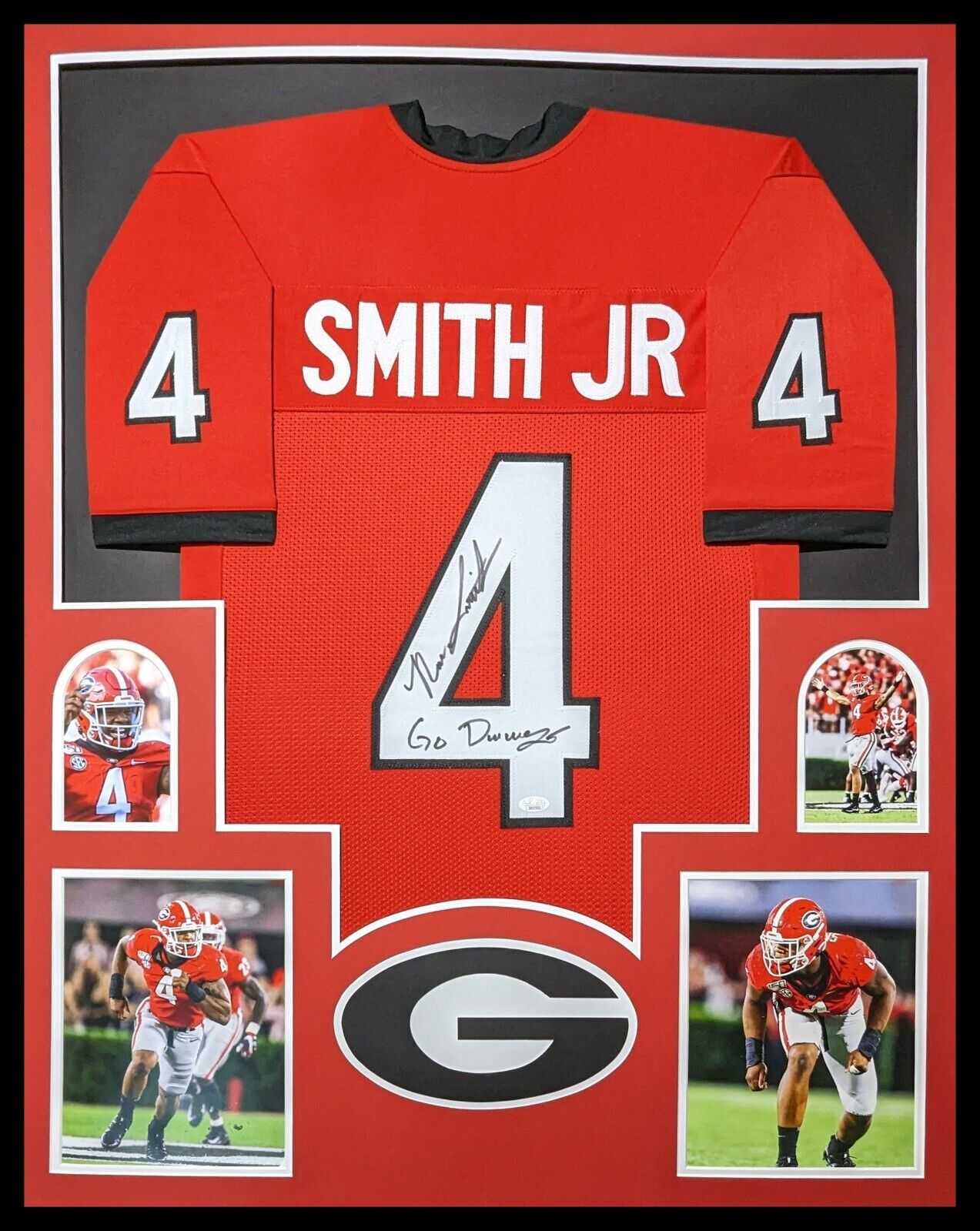 MVP Authentics Framed Georgia Bulldogs Nolan Smith Jr Autographed Signed Jersey Jsa Coa 449.10 sports jersey framing , jersey framing