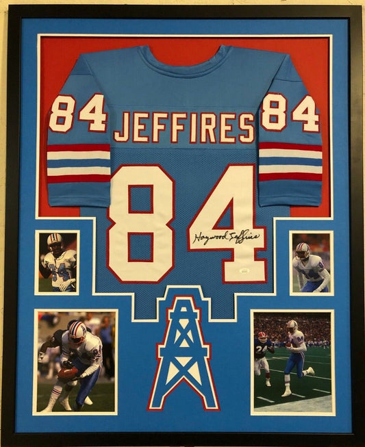 MVP Authentics Framed Houston Oilers Haywood Jeffires Autographed Signed Jersey Jsa Coa 450 sports jersey framing , jersey framing