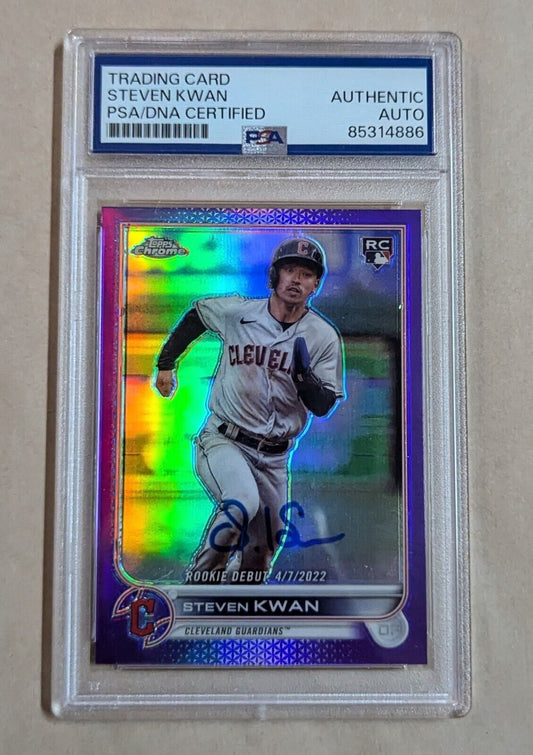 Steven Kwan Topps Chrome Rookie Debut 2022 #Usc178 Hand Signed Psa Slabbed