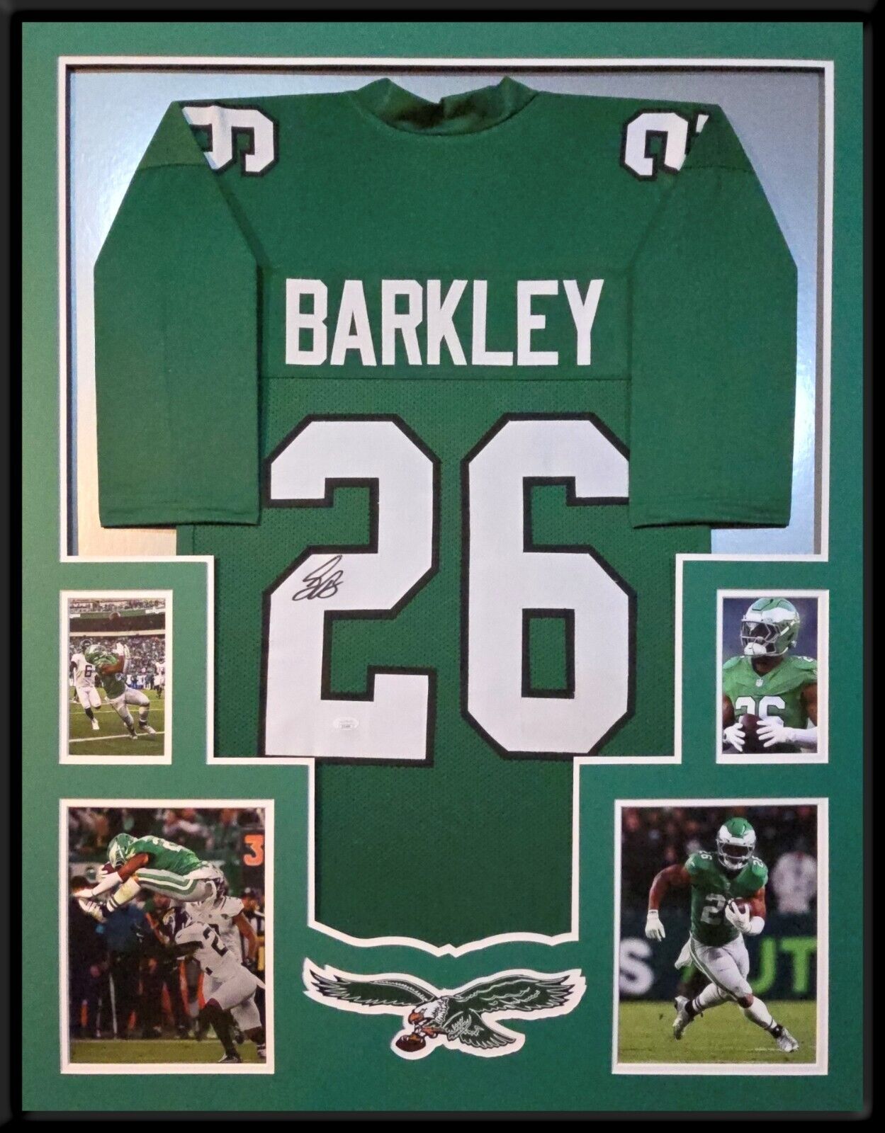 Framed Philadelphia Eagles Saquon Barkley Autographed Jersey Jsa Coa