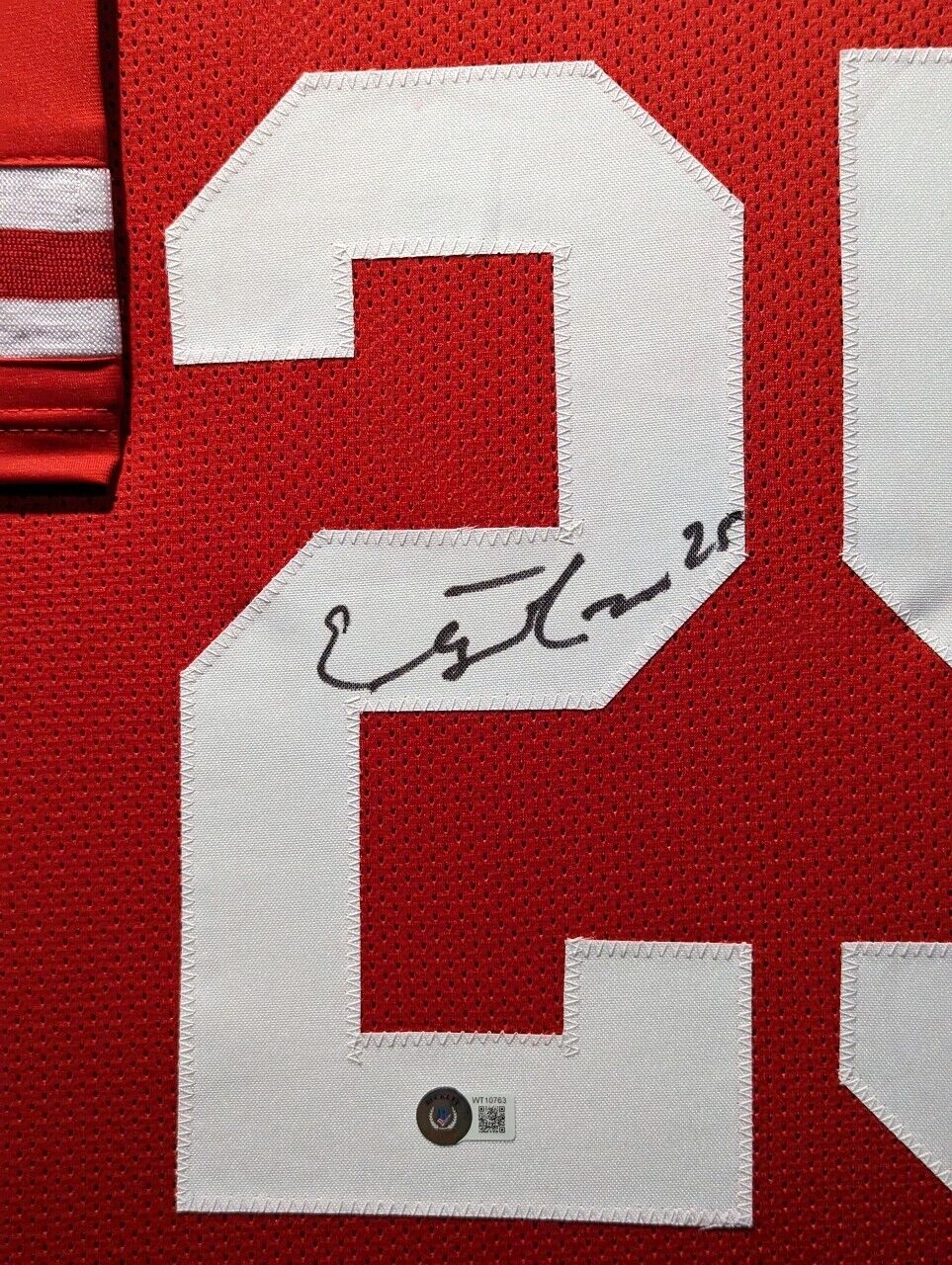 Elijah Mitchell Autographed/Signed hotsell Jersey Beckett Sticker San Francisco 49ers