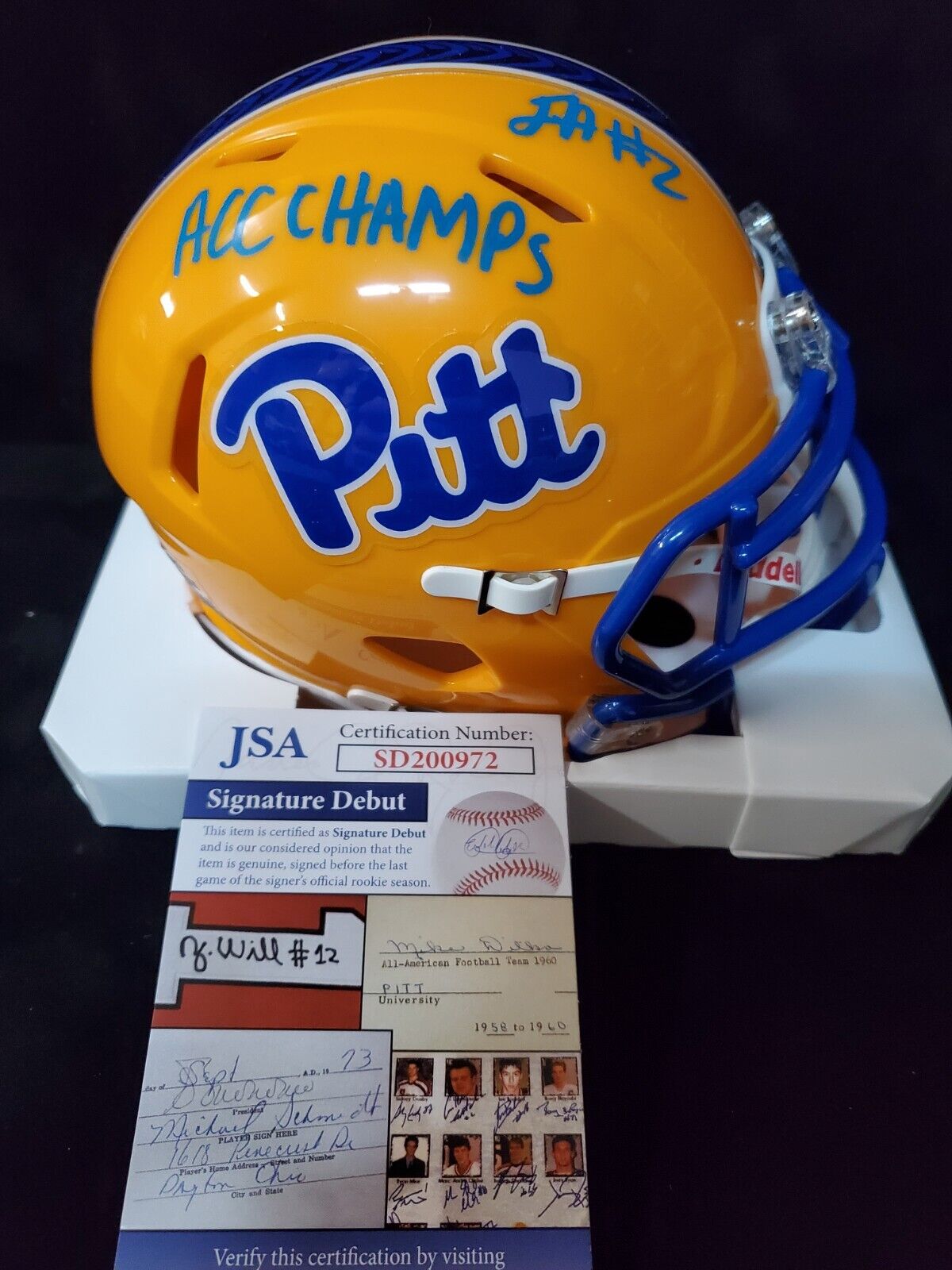 Pitt Panthers Israel Izzy Abanikanda Signed Inscribed Speed Mini Helmet Jsa Coa