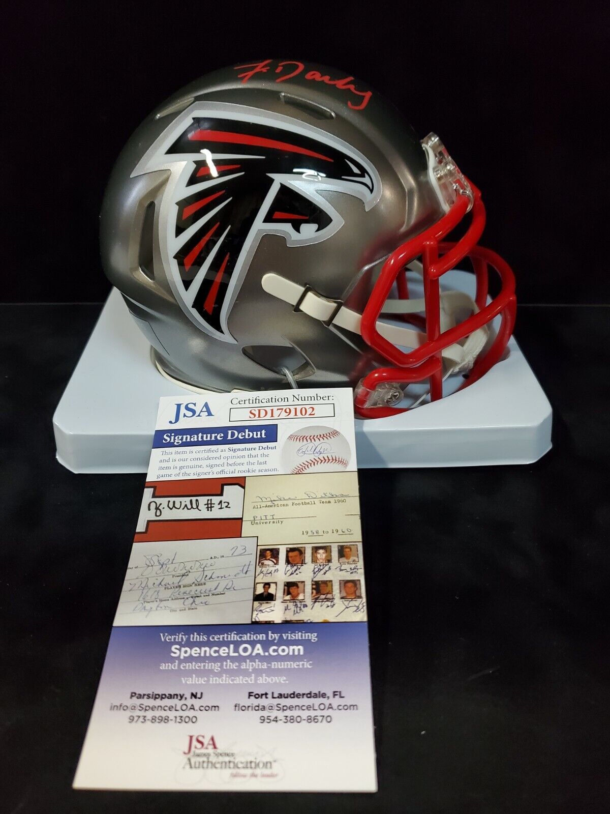 Atlanta Falcons Frank Darby Autographed Signed Flash Mini Helmet Jsa Coa