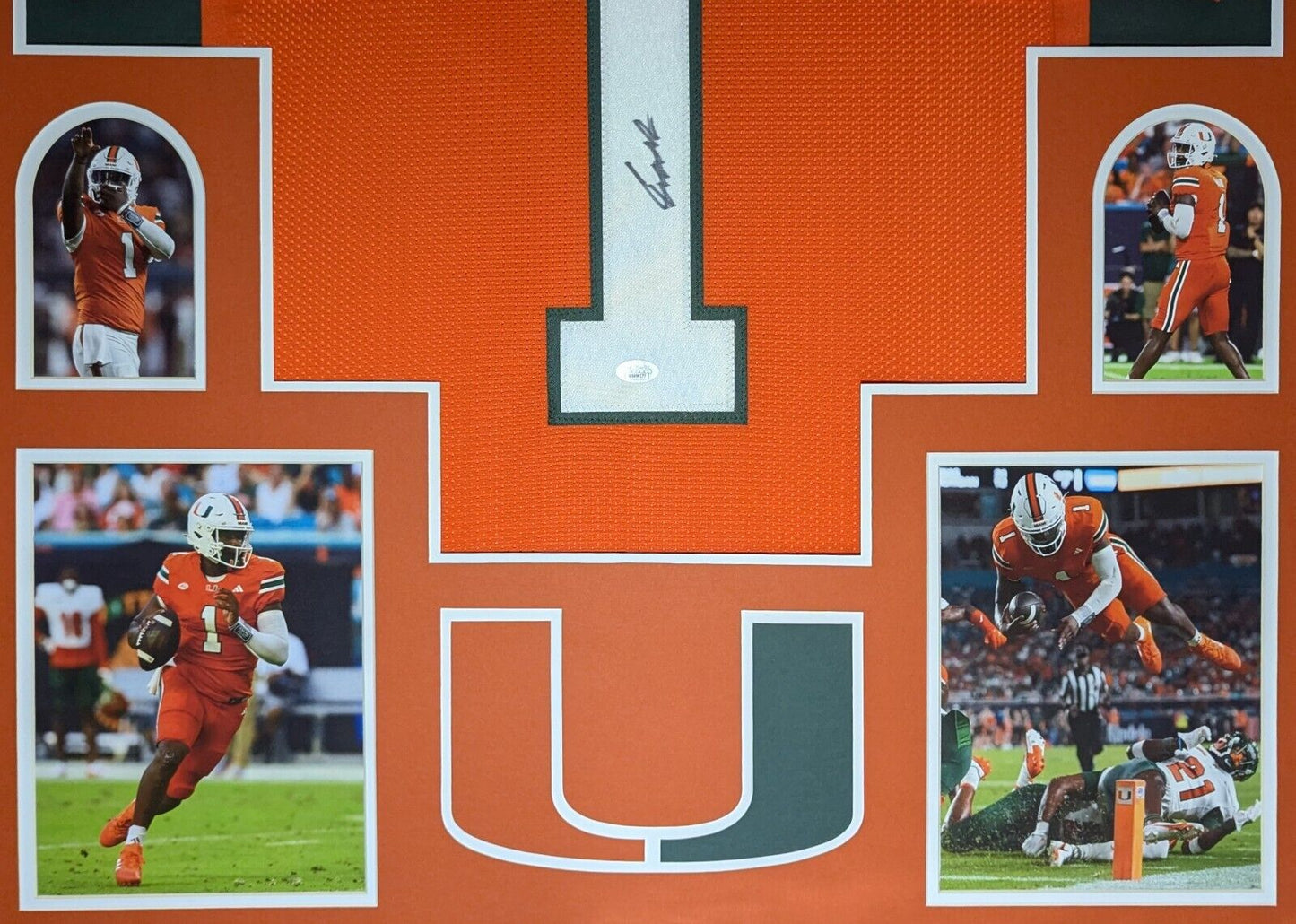 Framed Miami Hurricanes Cam Ward Autographed Signed Jersey Jsa Coa