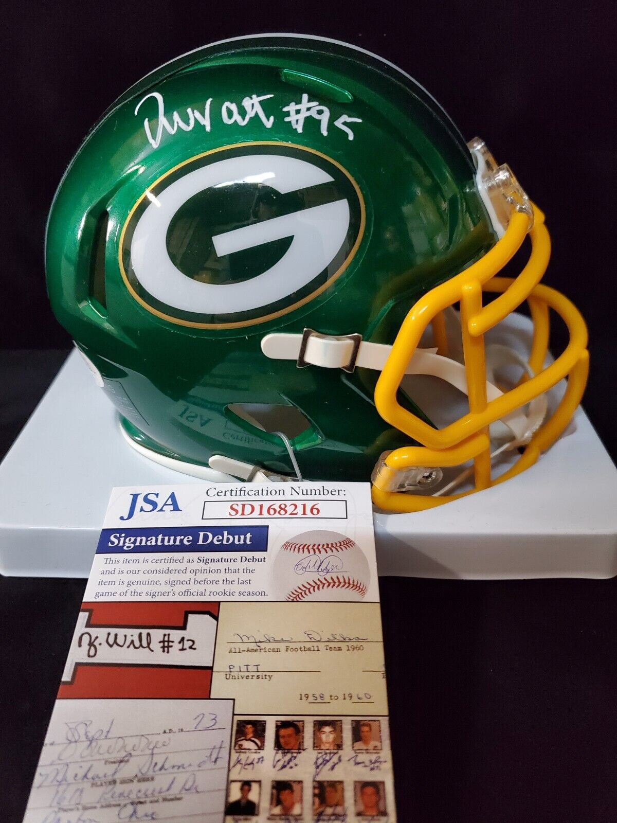 MVP Authentics Green Bay Packers Devonte Wyatt Autographed Signed Flash Mini Helmet Jsa Coa 117 sports jersey framing , jersey framing