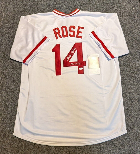 Cincinnati Reds Pete Rose Autographed Signed Inscribed Custom Jersey Jsa Coa