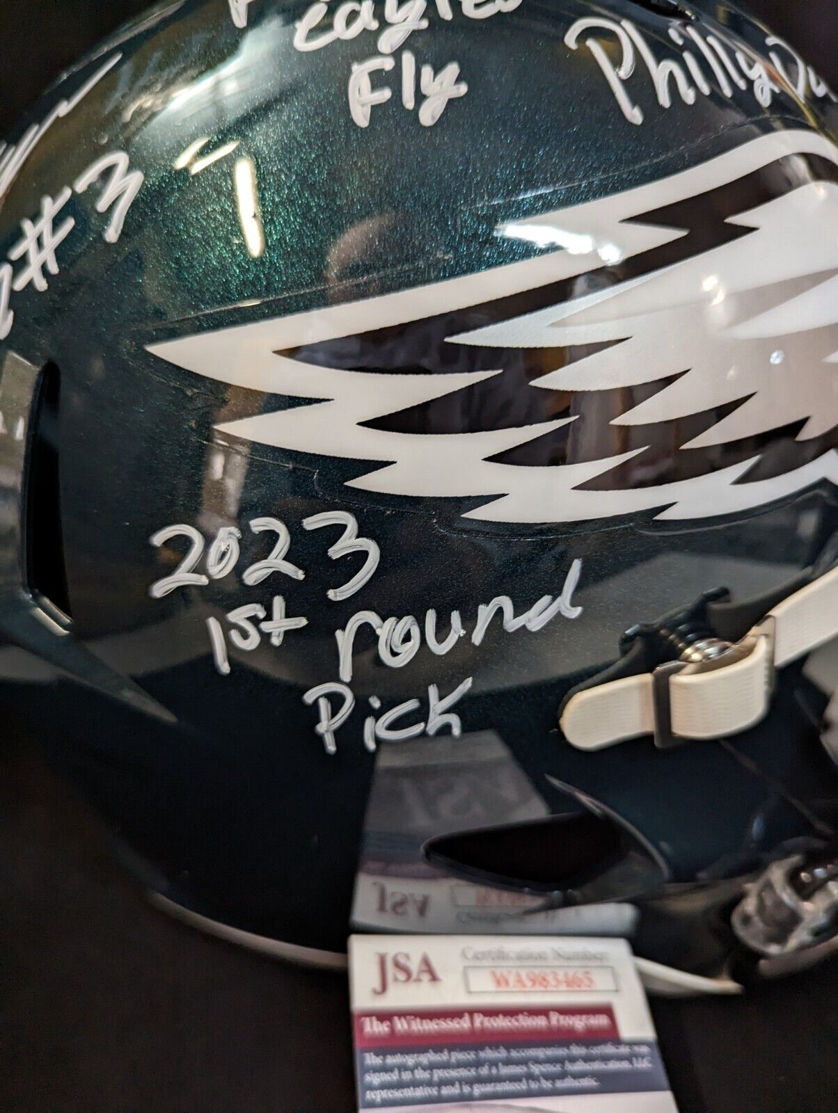 Philadelphia Eagles Nolan Smith Jr Signed Full Size Speed Replica