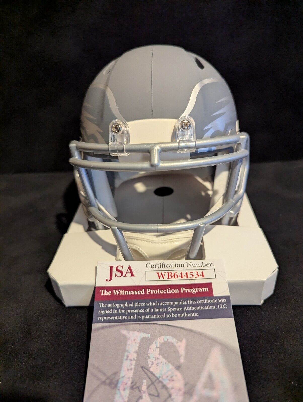 Philadelphia Eagles Quinyon Mitchell Autographed Amp Slate Mini Helmet Jsa