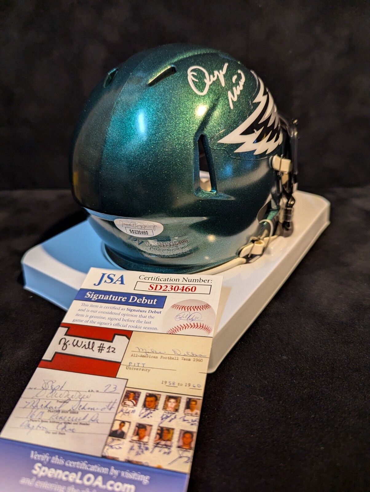 Philadelphia Eagles Quinyon Mitchell Autographed Signed Speed Mini Helmet Jsa