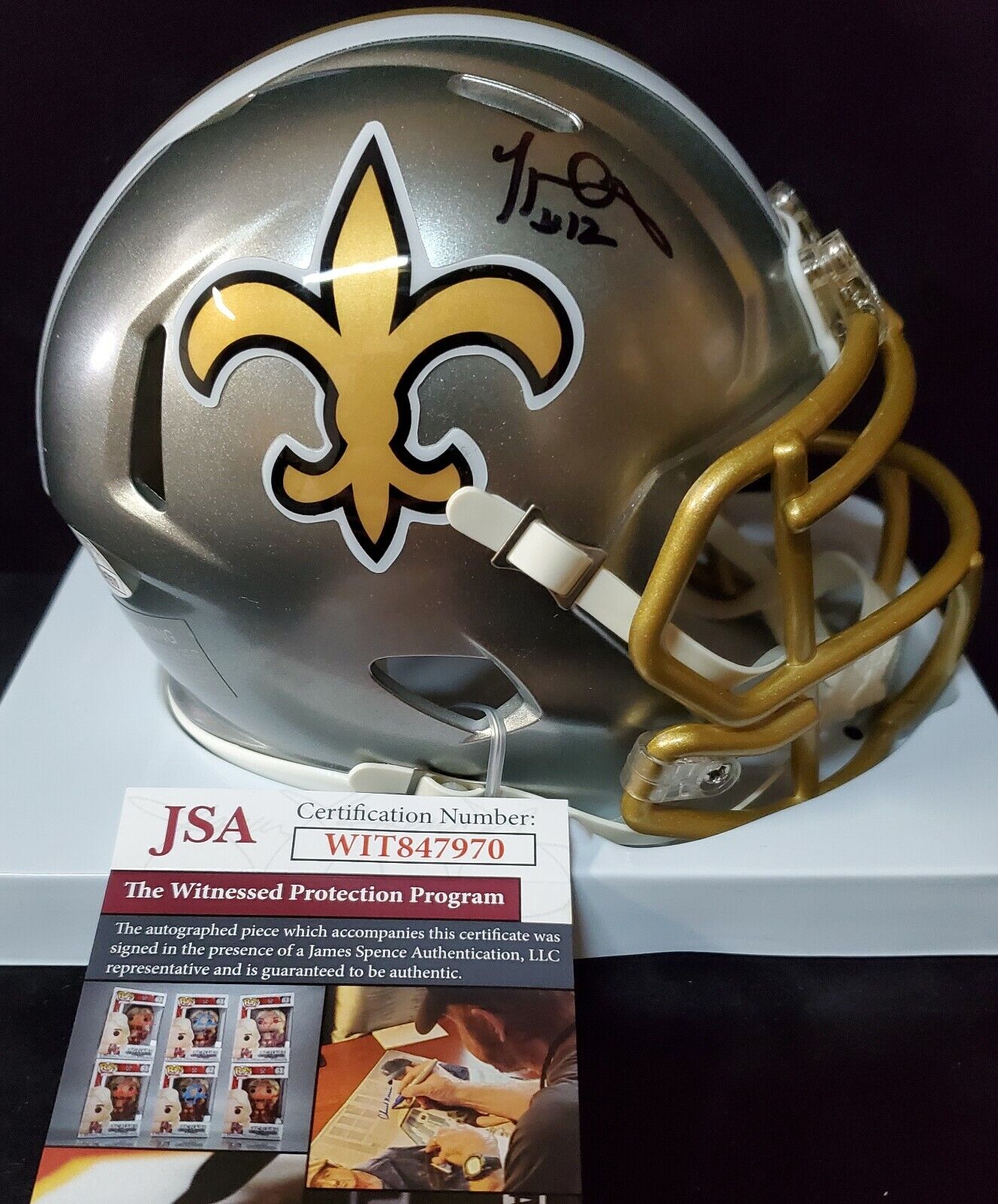 MVP Authentics New Orleans Saints Marques Colston Signed Flash Mini Helmet Jsa Coa 121.50 sports jersey framing , jersey framing