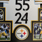 Framed Pittsburgh Steelers Joey Porter Jr & Sr Autographed Signed Jersey Jsa Coa