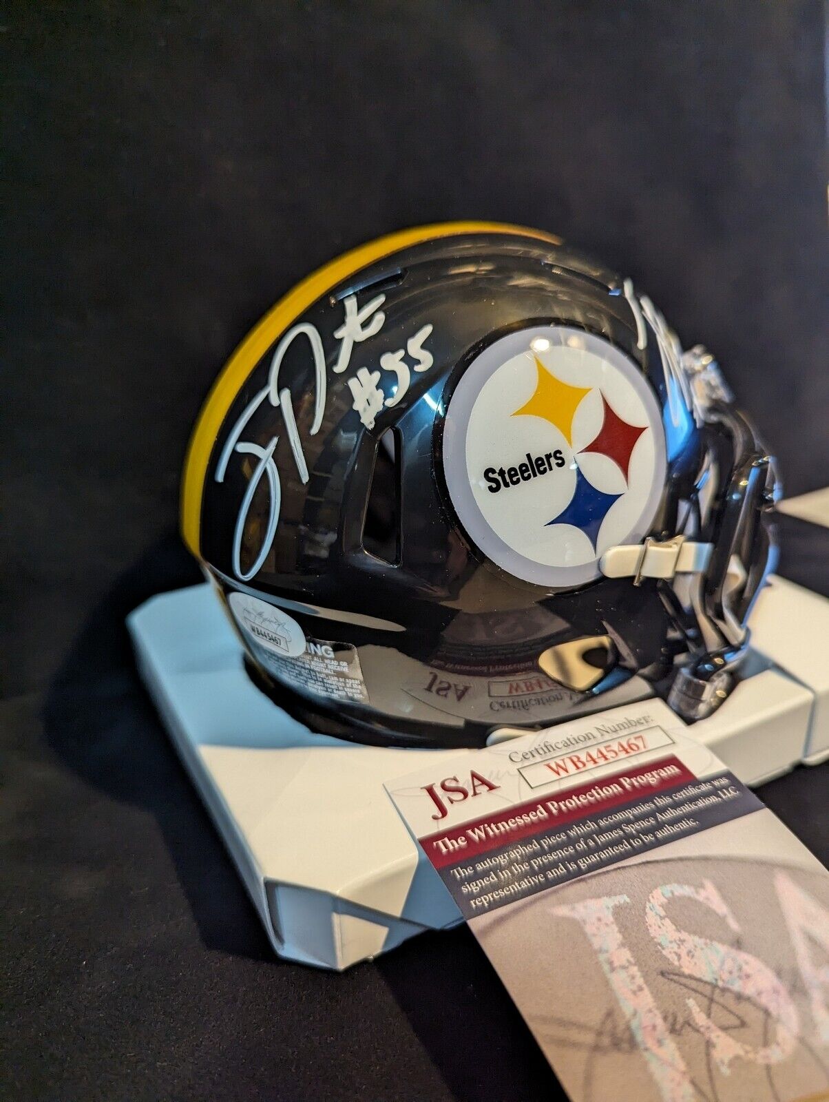 Pittsburgh Steelers Joey Porter Jr & Sr  Dual Autographed Speed Mini Helmet Jsa