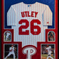 Suede Framed Philadelphia Phillies Chase Utley Autographed Signed Jersey Psa Coa