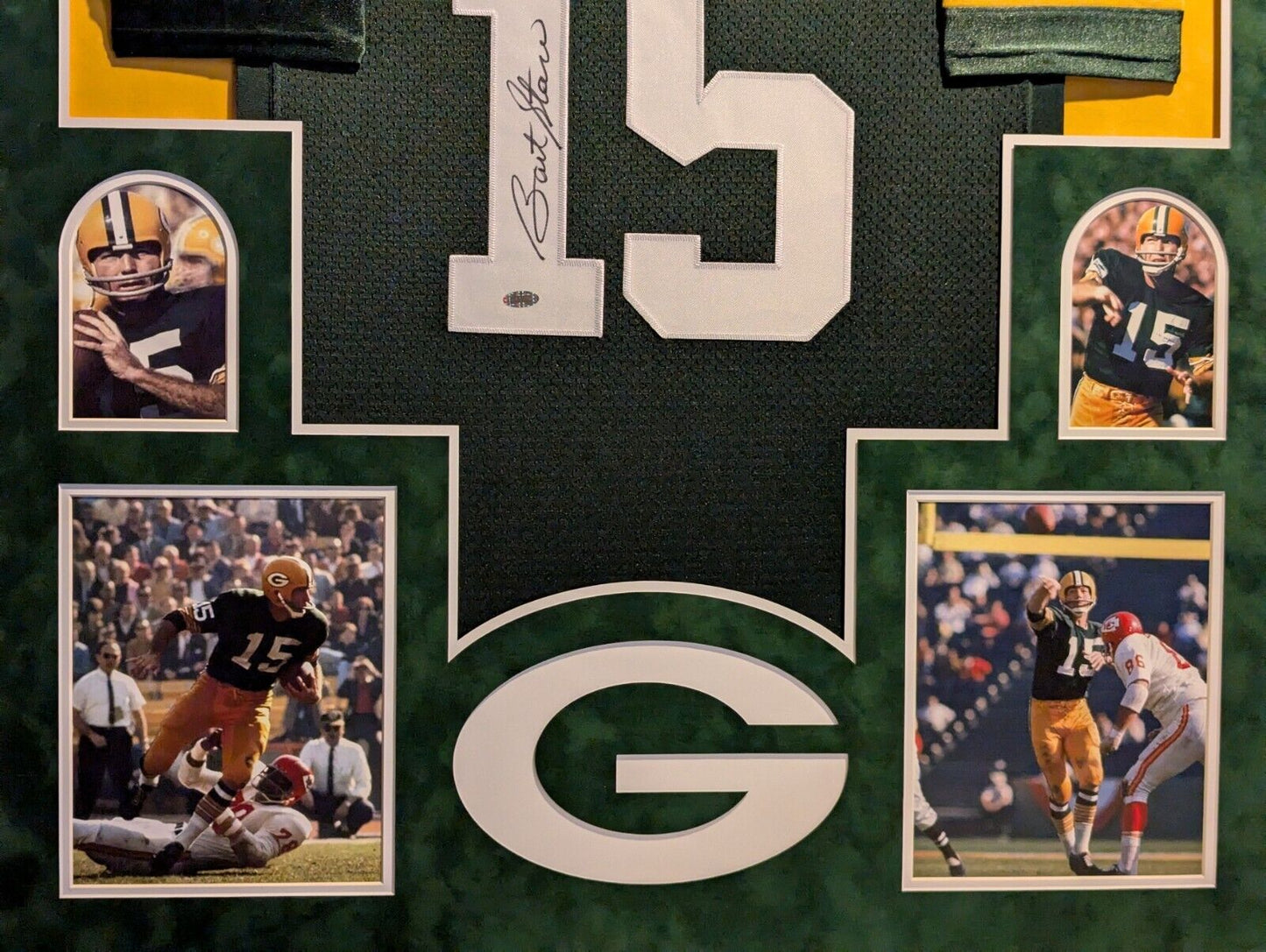 Suede Framed Green Bay Packers Bart Starr Autographed Signed Jersey Steiner Holo