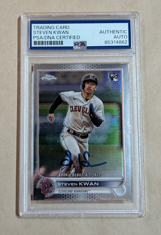 Steven Kwan Topps Chrome Rookie Debut 2022 #Usc178 Hand Signed Psa Slabbed