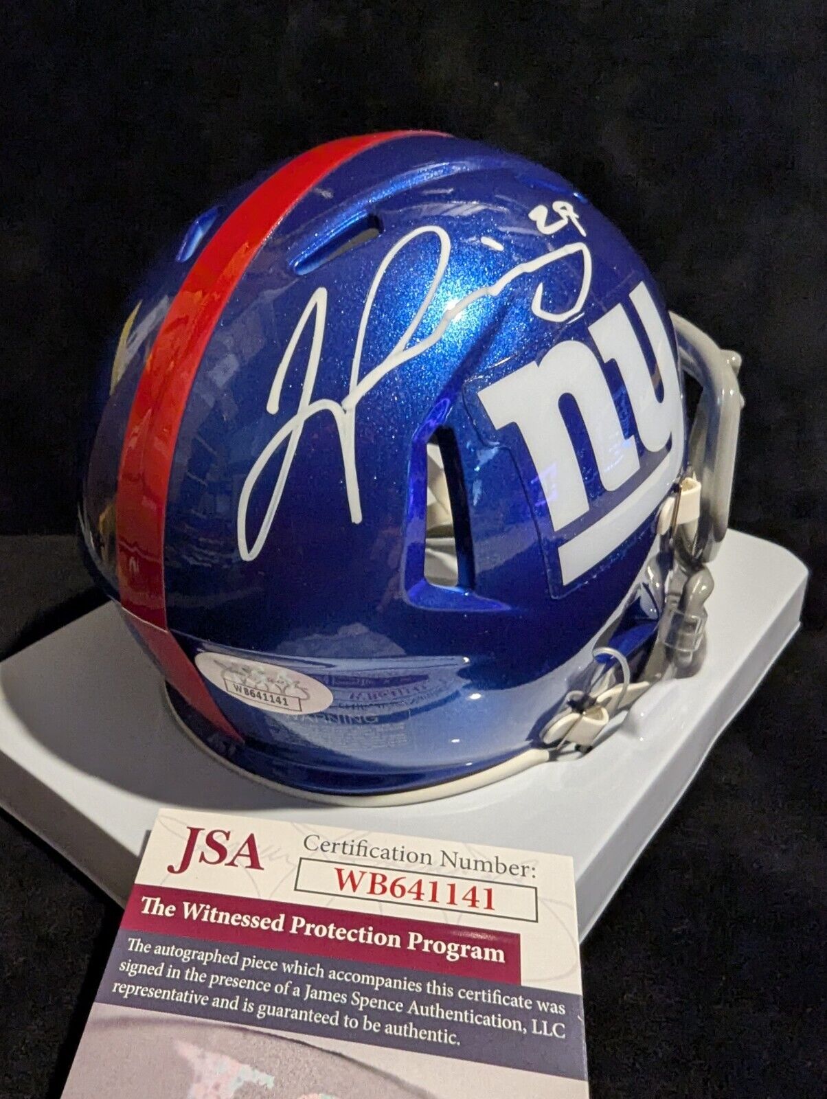 New York Giants Jason Pinnock Autographed Signed Speed Mini Helmet Jsa Coa