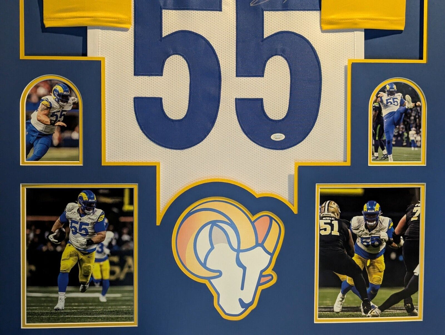 Custom Framed Los Angeles Rams Braden Fiske Autographed Signed Jersey Jsa Coa