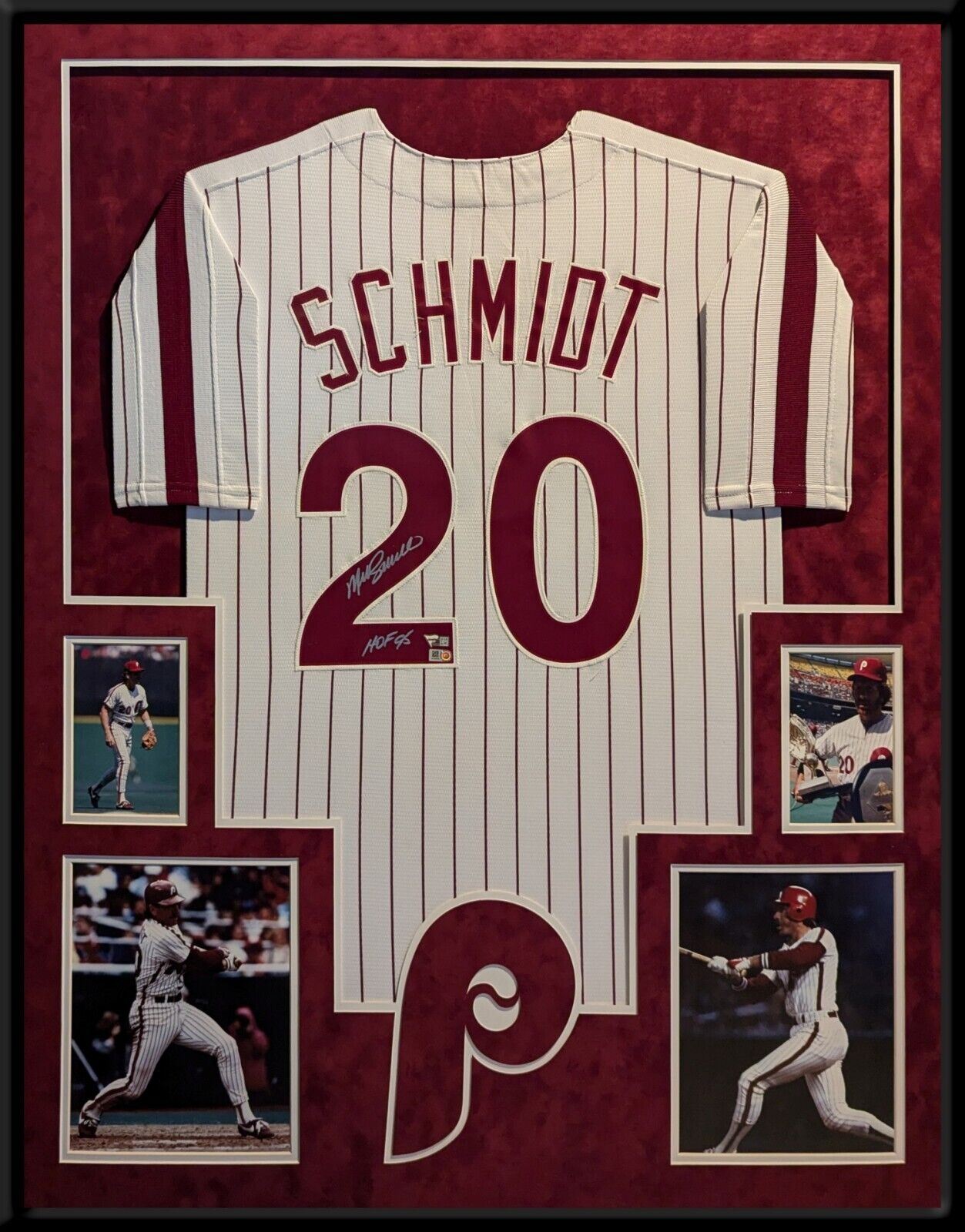 Suede Framed Philadelphia Phillies Mike Schmidt Autographed Jersey Fanatics Holo